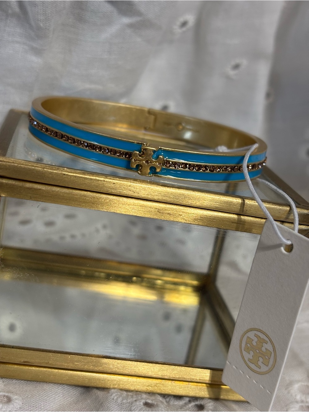 Tory Burch Logo Bangle Blue & Gold Bracelet